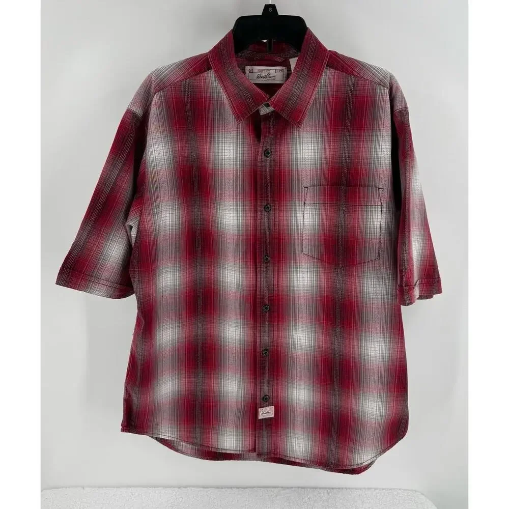 Levi Strauss Signature Plaid Pattern Short Sleeves Collared‎ Shirt Large
